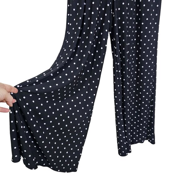 Anne Klein Polka Dot Sleeveless Jumpsuit Sz 6 Wide Leg Flowy Stretch Office - Picture 2 of 12